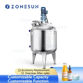 100L 200L 300L 500L Stainless Steel Vertical Cosmetic Cream Chemical Liquid Heated Storage Mixing Equipment Tank With Agitator