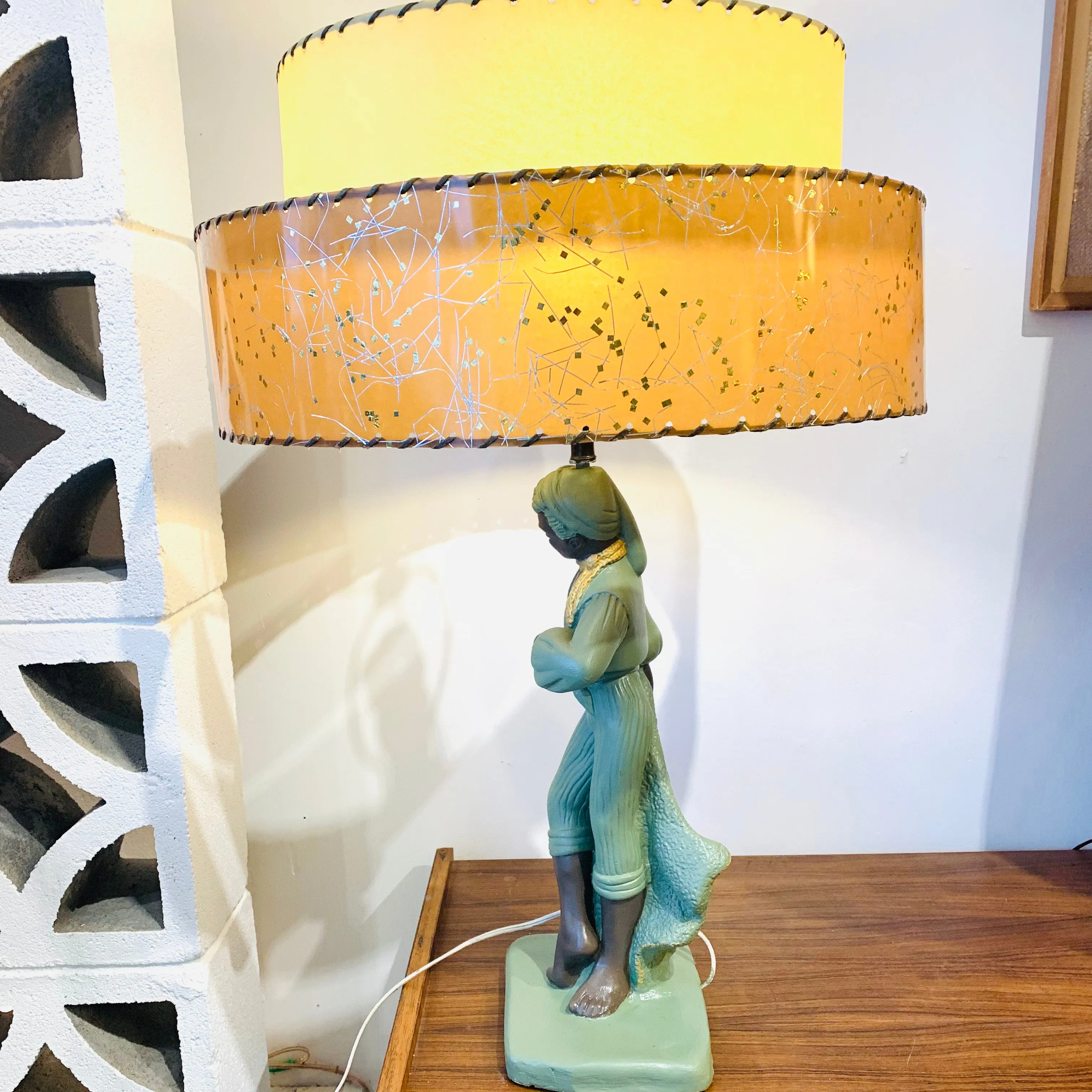 1950s Chalkware Figural Lamp