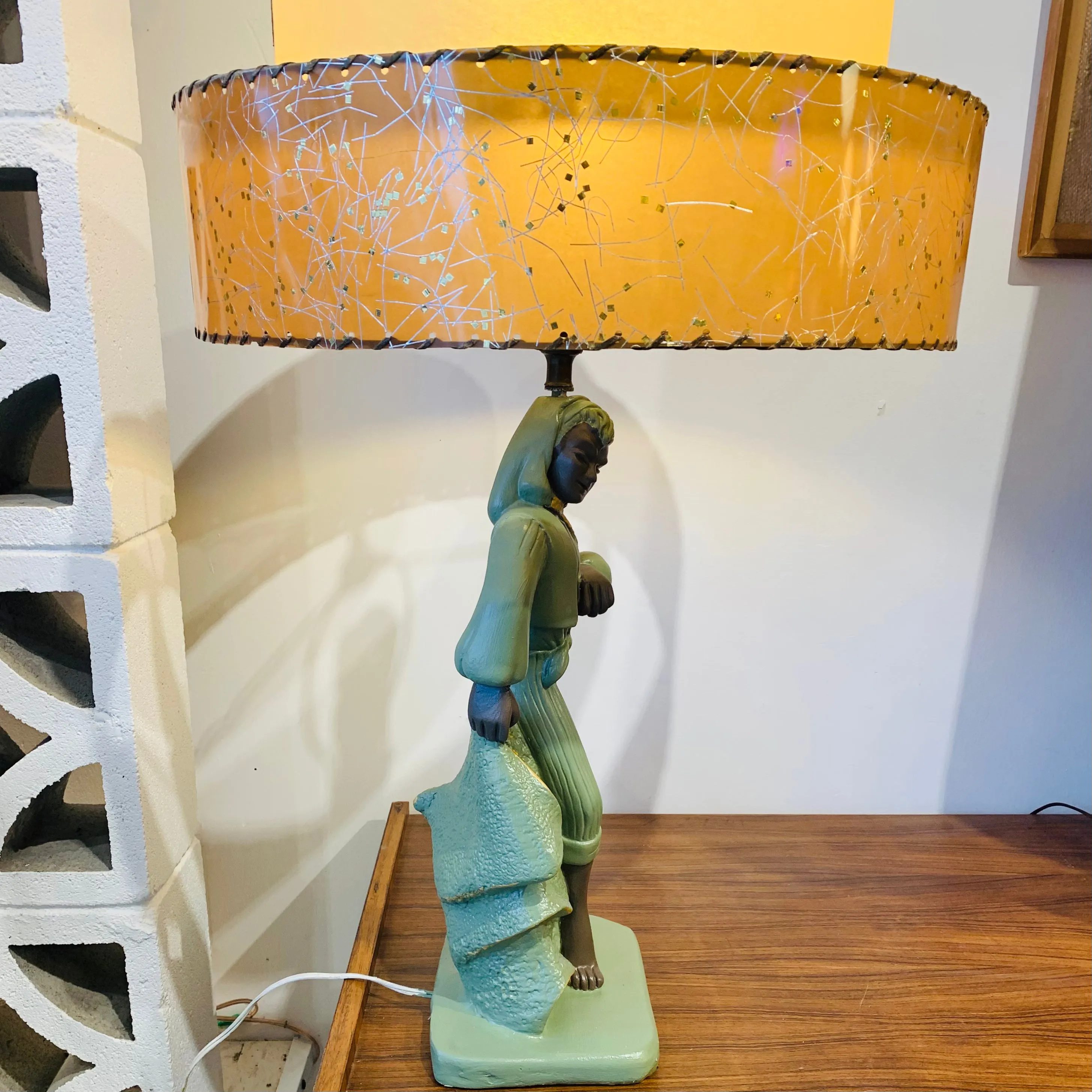 1950s Chalkware Figural Lamp