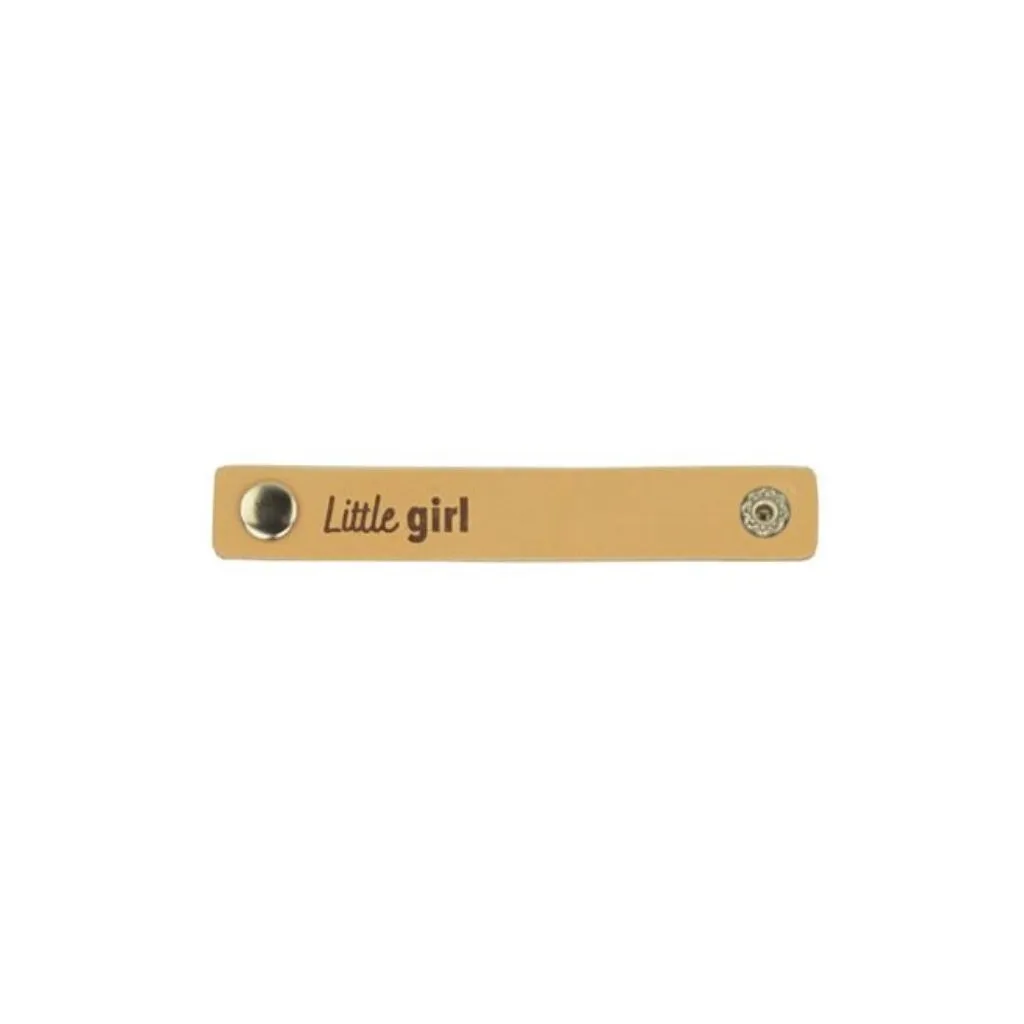 2 Stk. Lederlabel mit Druckknopf - "Little Girl"