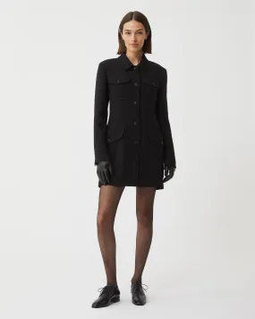 Alma Coat in Viscose Crepe, Black