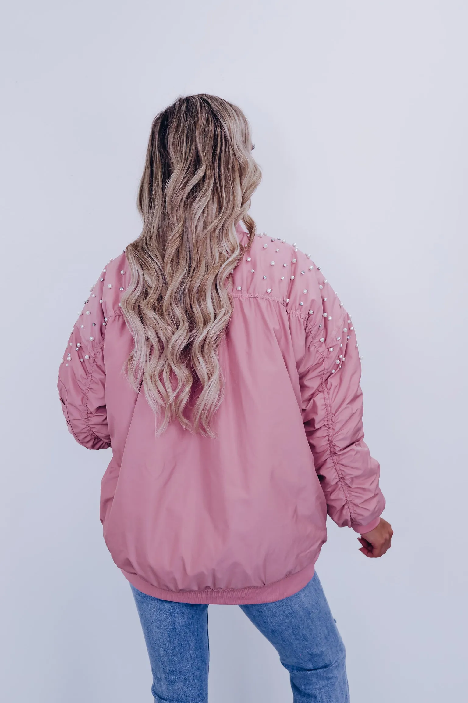 Bismarck Bejeweled Bomber Jacket - Pink