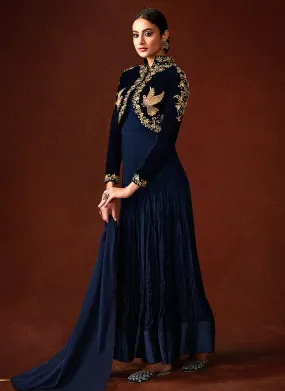 Blue Designer Anarkali Gown Suit