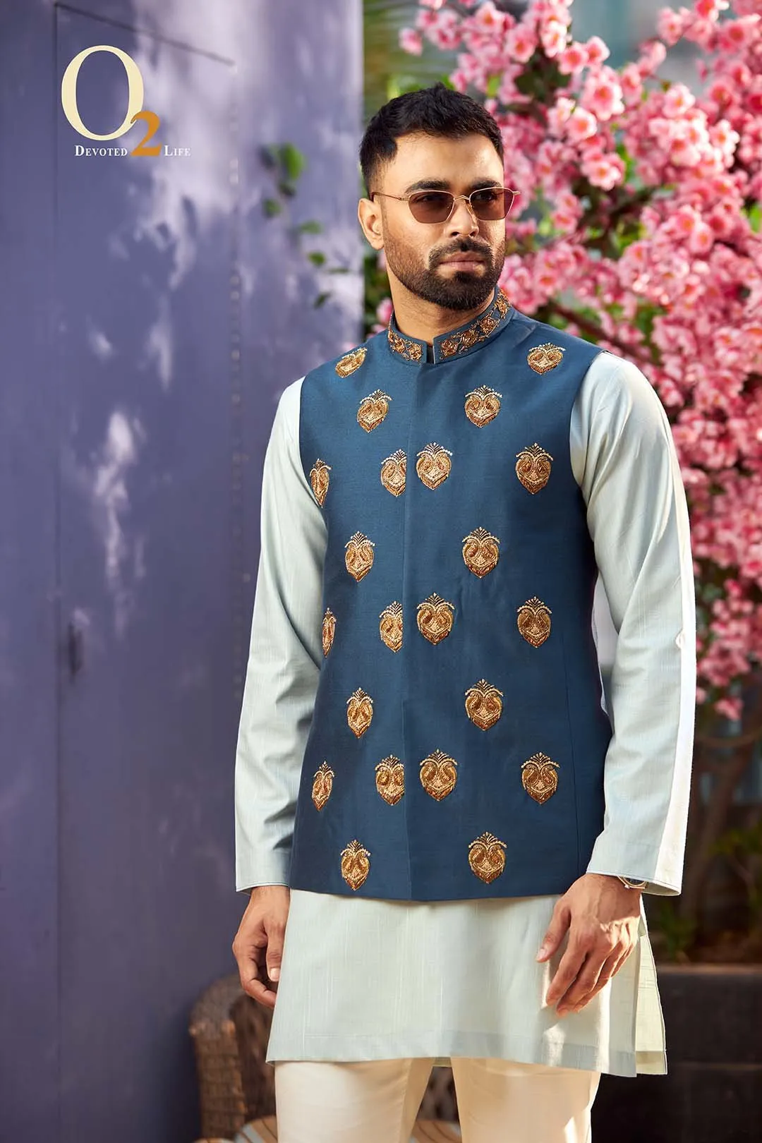 Blue Heavy Zardozi Work Ethnic Vest