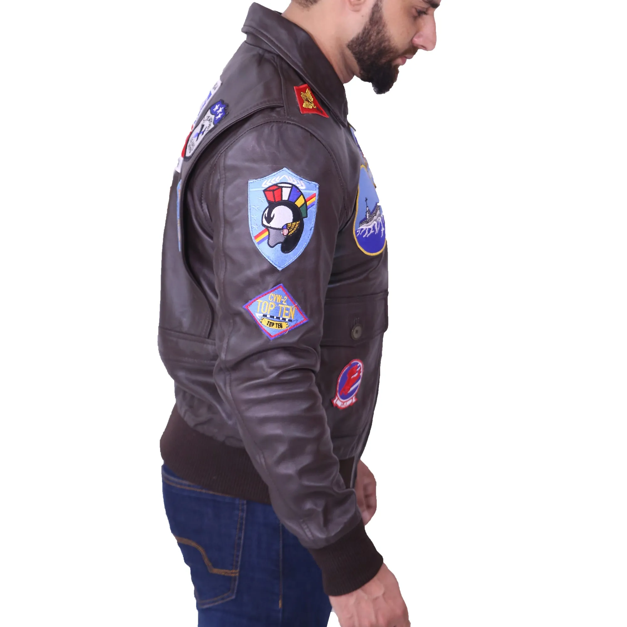 Brown Top Gun G1 Flight Maverick Bomber Jacket