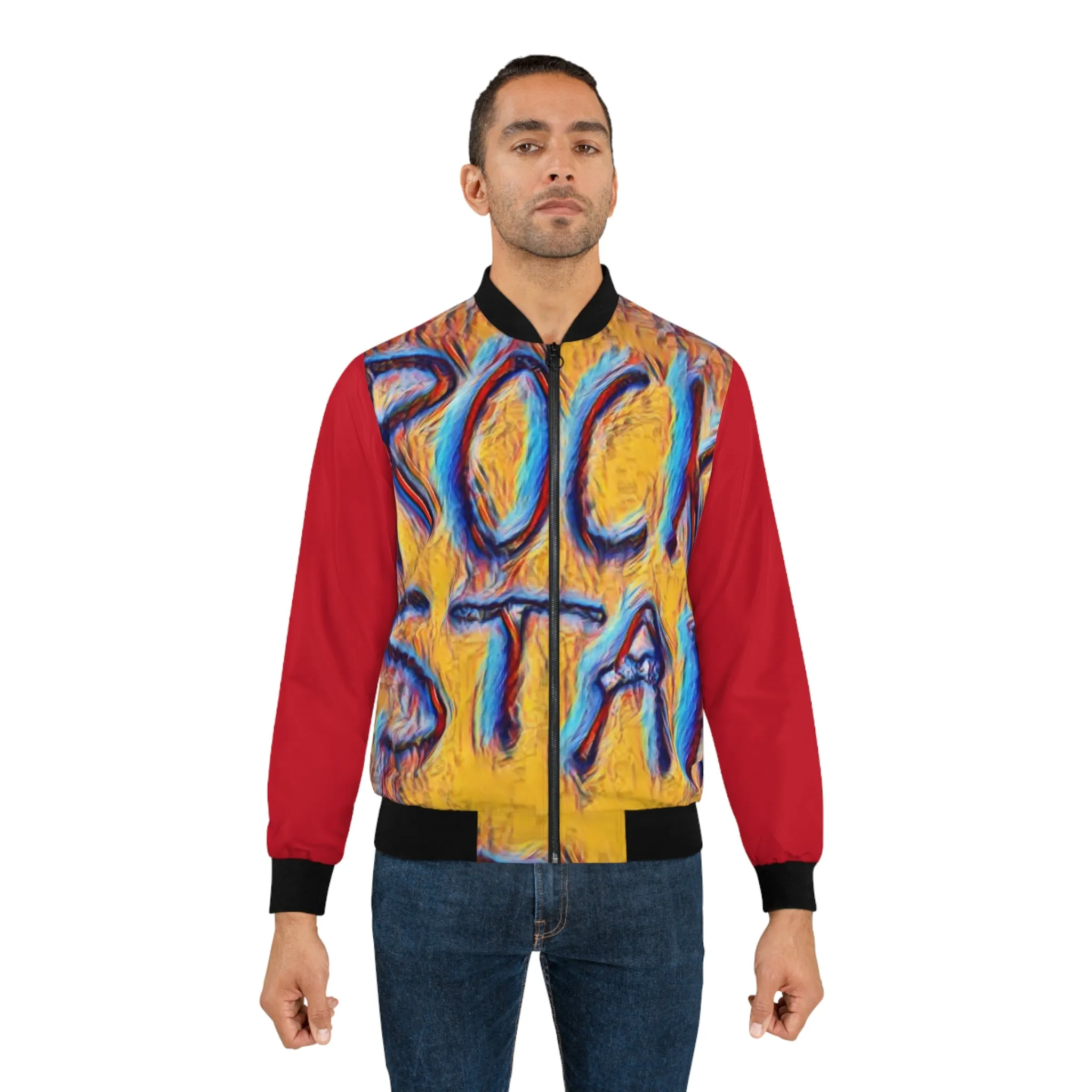 California Rock Star Graffiti Bomber Jacket (Red)