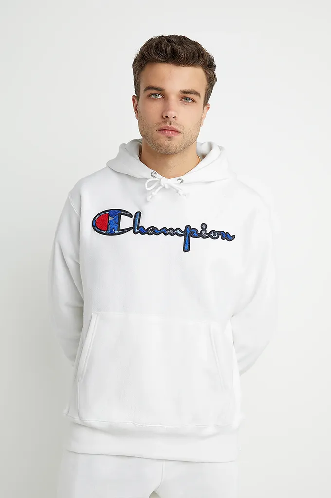 Champion Reverse Weave Pullover Hoodie, Chenille Logo