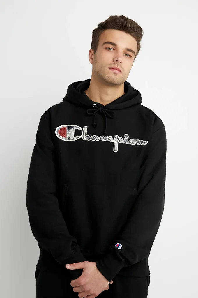 Champion Reverse Weave Pullover Hoodie, Chenille Logo