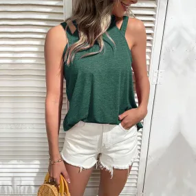 COLOR CUTOUT OFF-THE-SHOULDER HALTER VEST_CWTHT0068