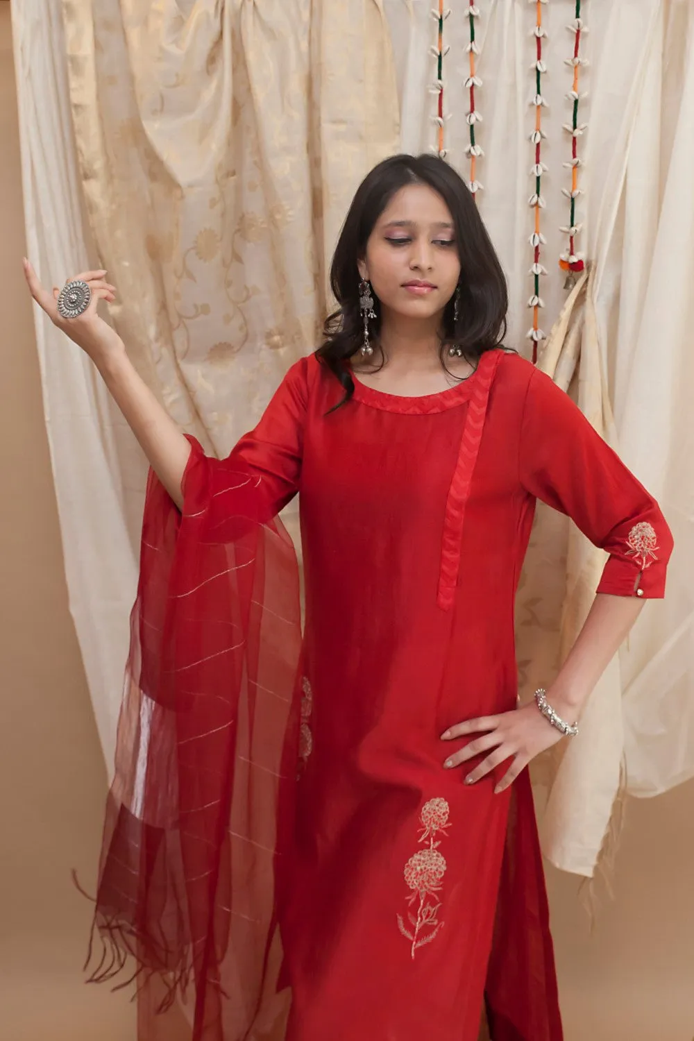 Dahlia kurta with trouser and dupatta