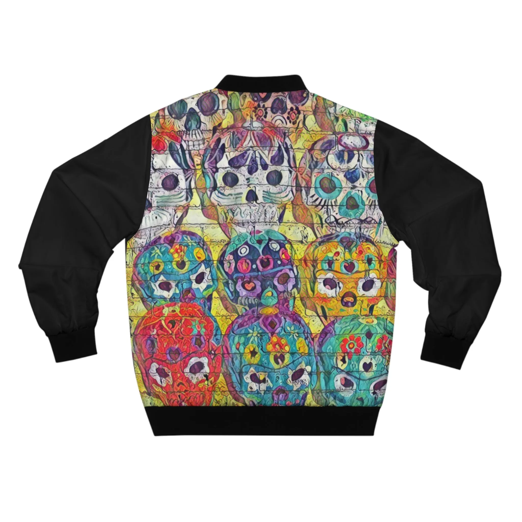 Day of the Dead Skull Bomber Jacket (Black/Full Print)