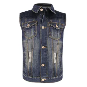 Delux RCJV2 Men's Vintage Blue Denim Casual Vest