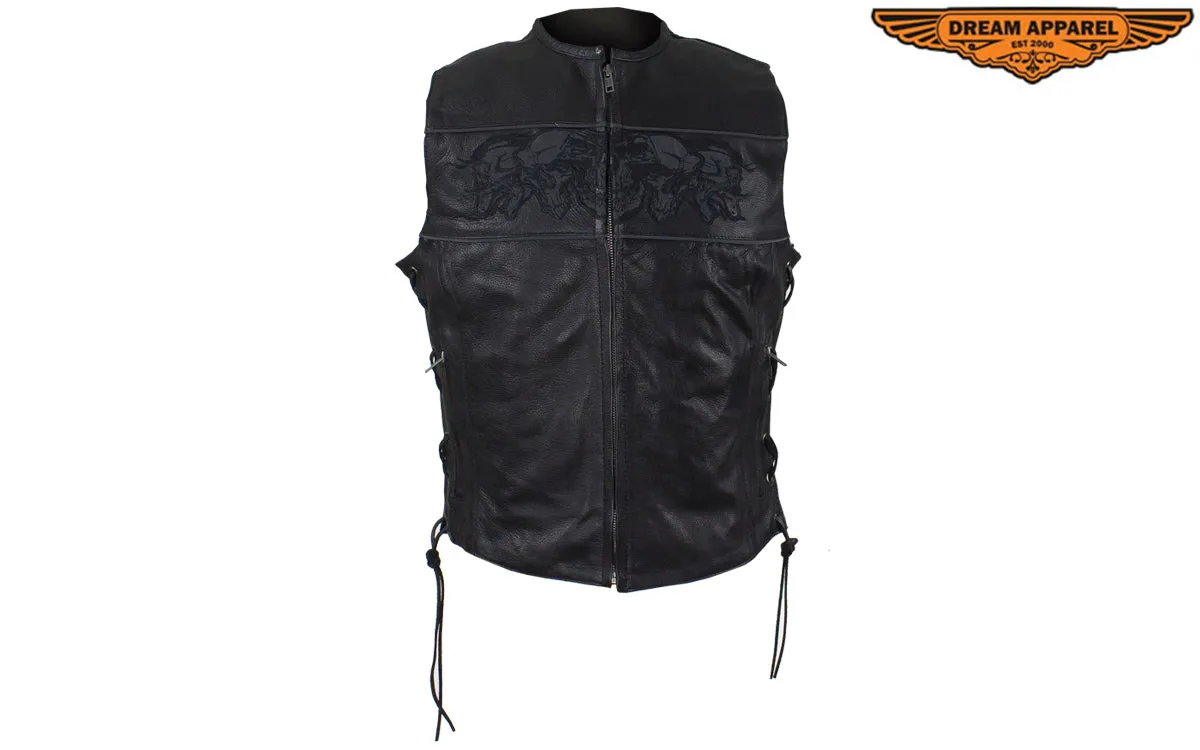 Dream Apparel Womens Motorcycle Vest With Reflective Skulls