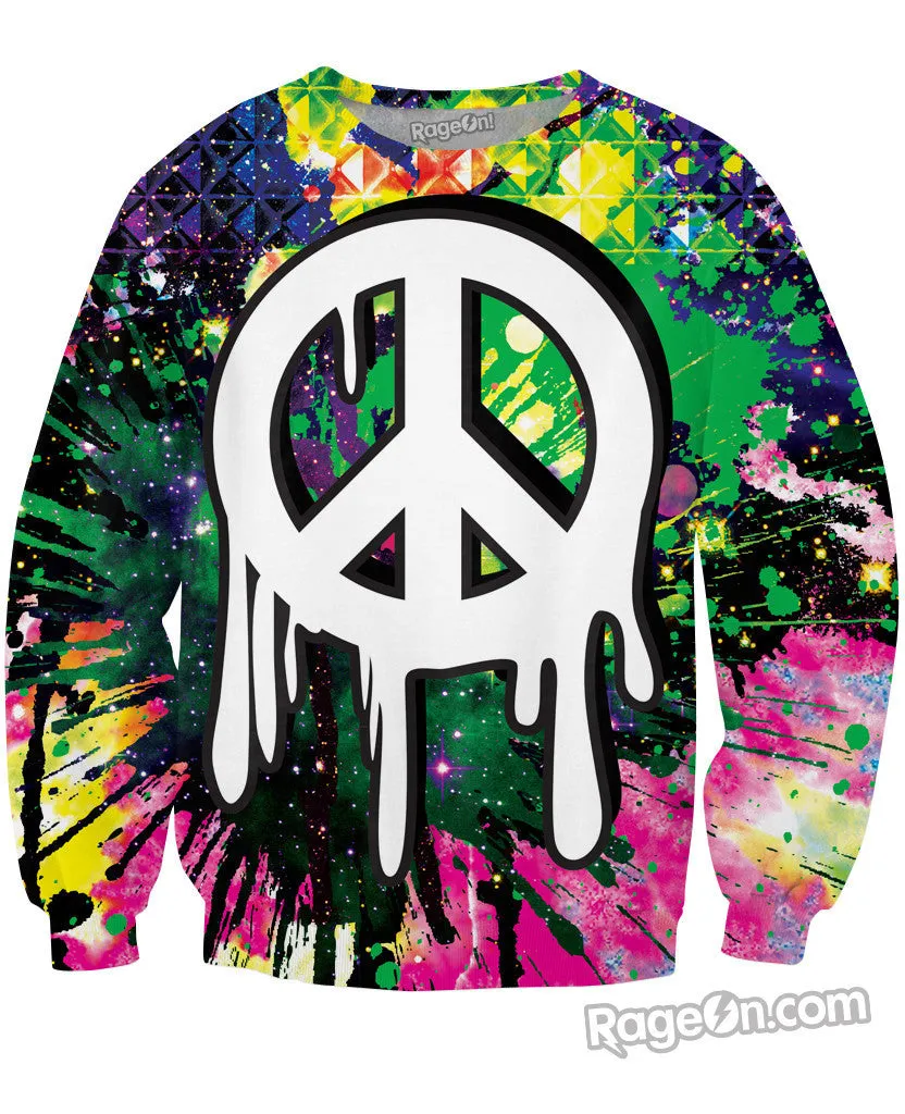 Drippy Peace Sign Crewneck Sweatshirt