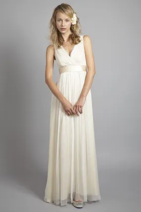 DU6556 V-Neck Elegant Silk Chiffon Shift Dress