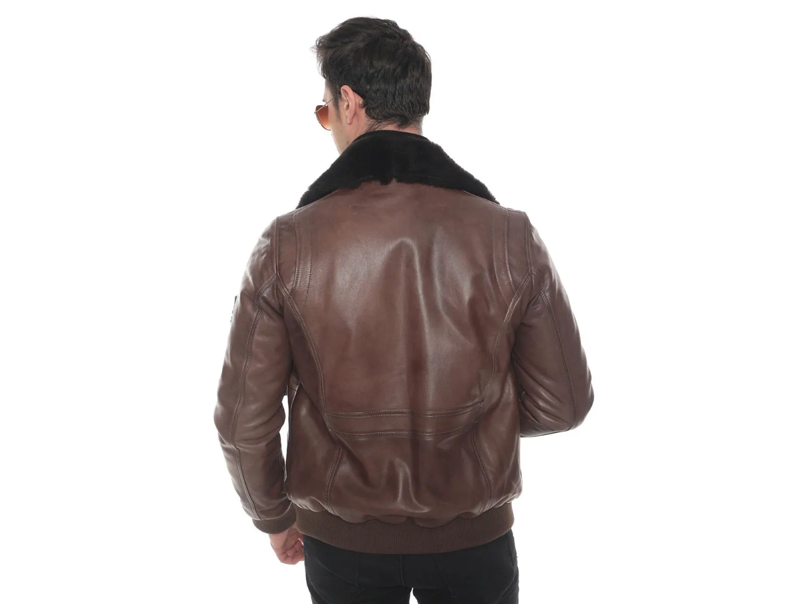 Espresso Aviator: Men's Classic Short Leather Jacket