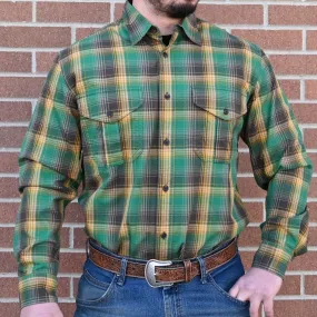 Filson Lt Wt Alaskan Guide Shirt in YlwGrnGr Plaid