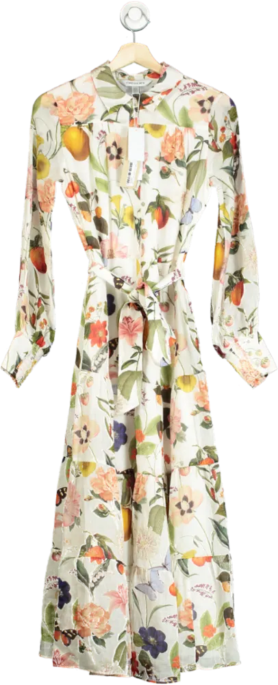 Forever New White Sylvie Tiered Shirt Midi Dress UK 6