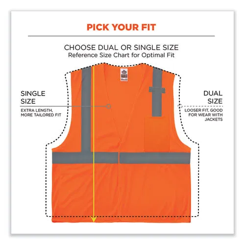 Glowear 8210hl-s Single Size Class 2 Economy Mesh Vest, Polyester, 2x-large, Orange, Ships In 1-3 Business Days