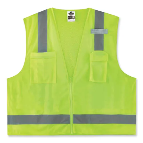 Glowear 8249z Class 2 Economy Surveyors Zipper Vest, Polyester, 2x-large/3x-large, Lime