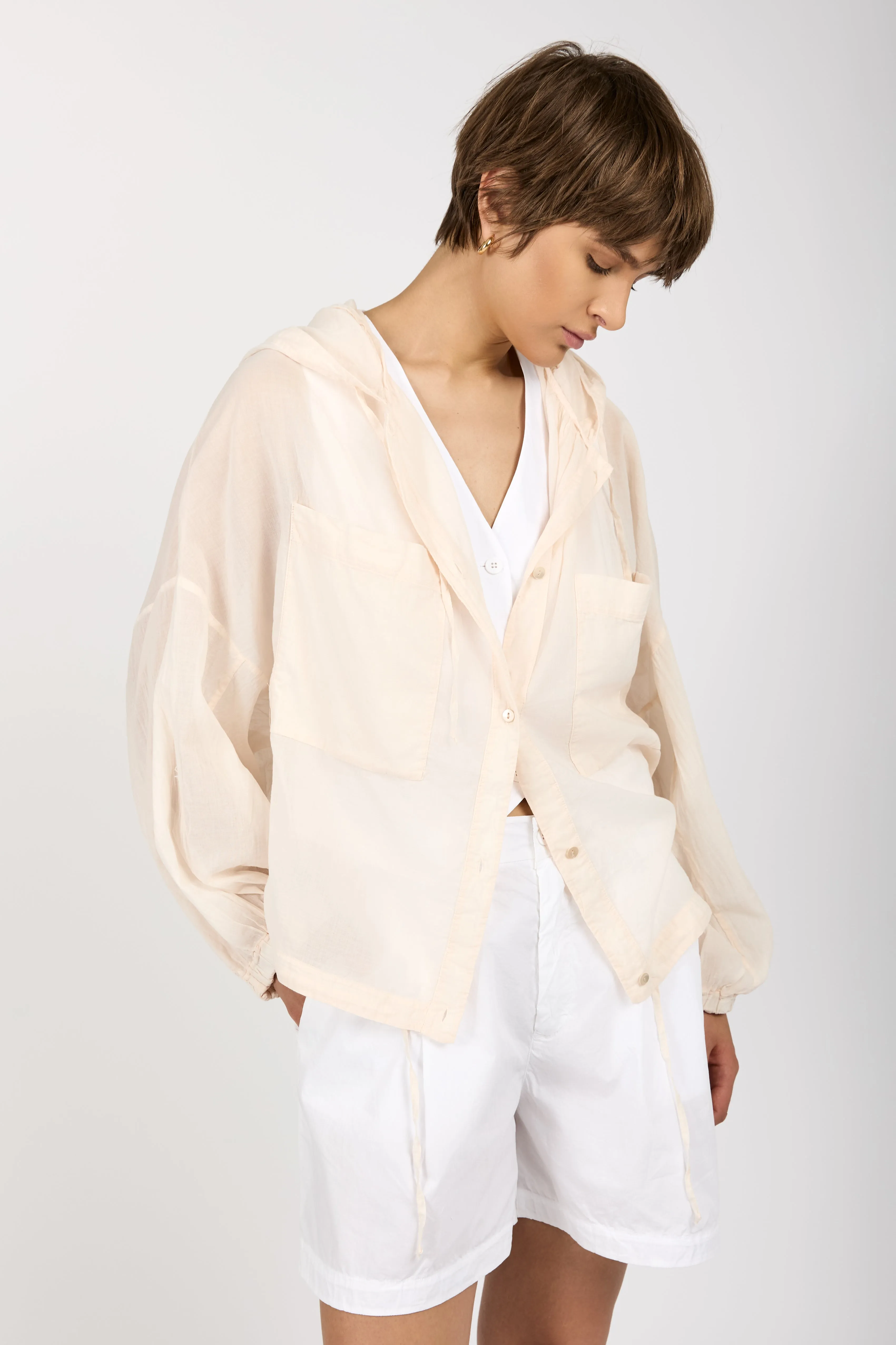 Hooded Cotton Jacket in Cream