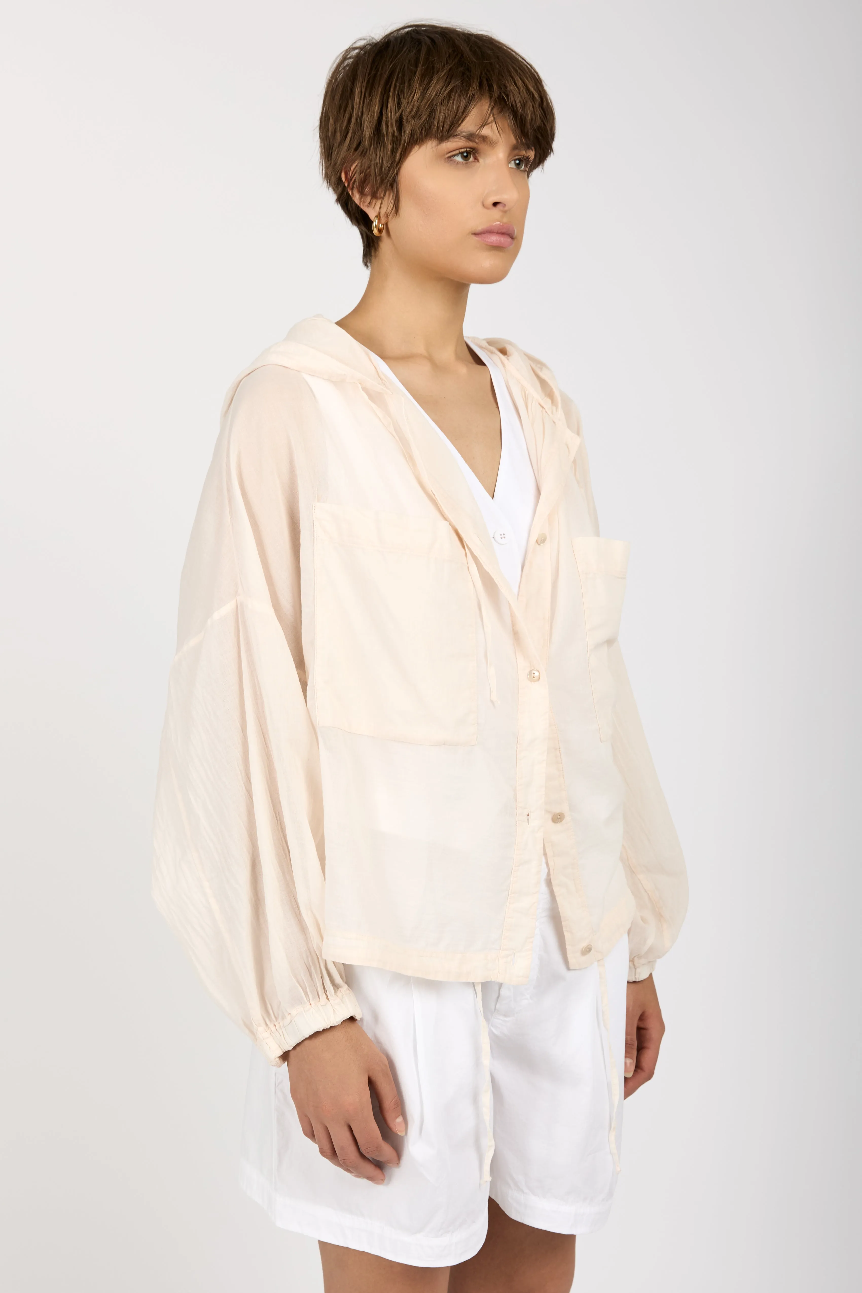 Hooded Cotton Jacket in Cream