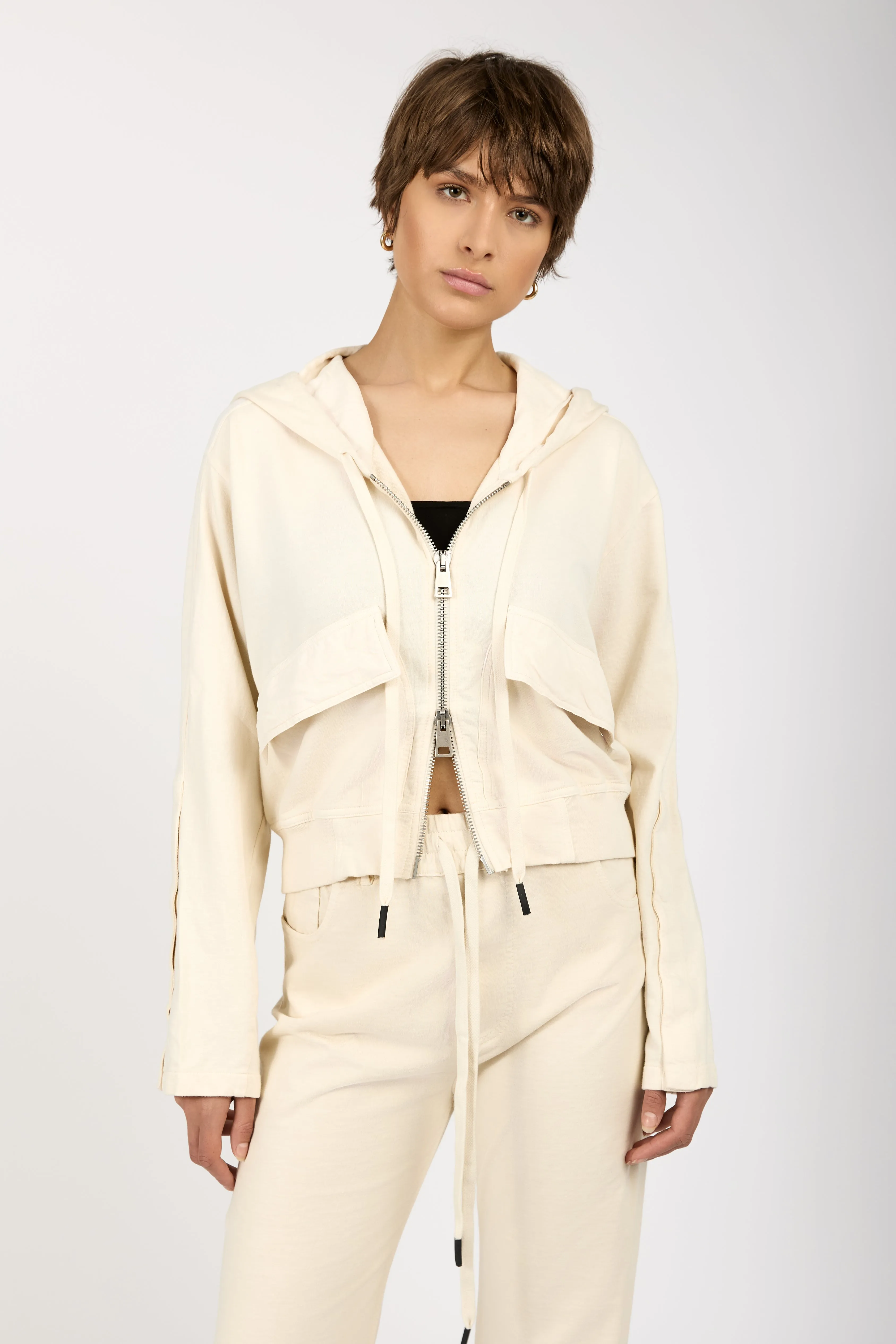 Hooded Zip-Up Jacket in Shell