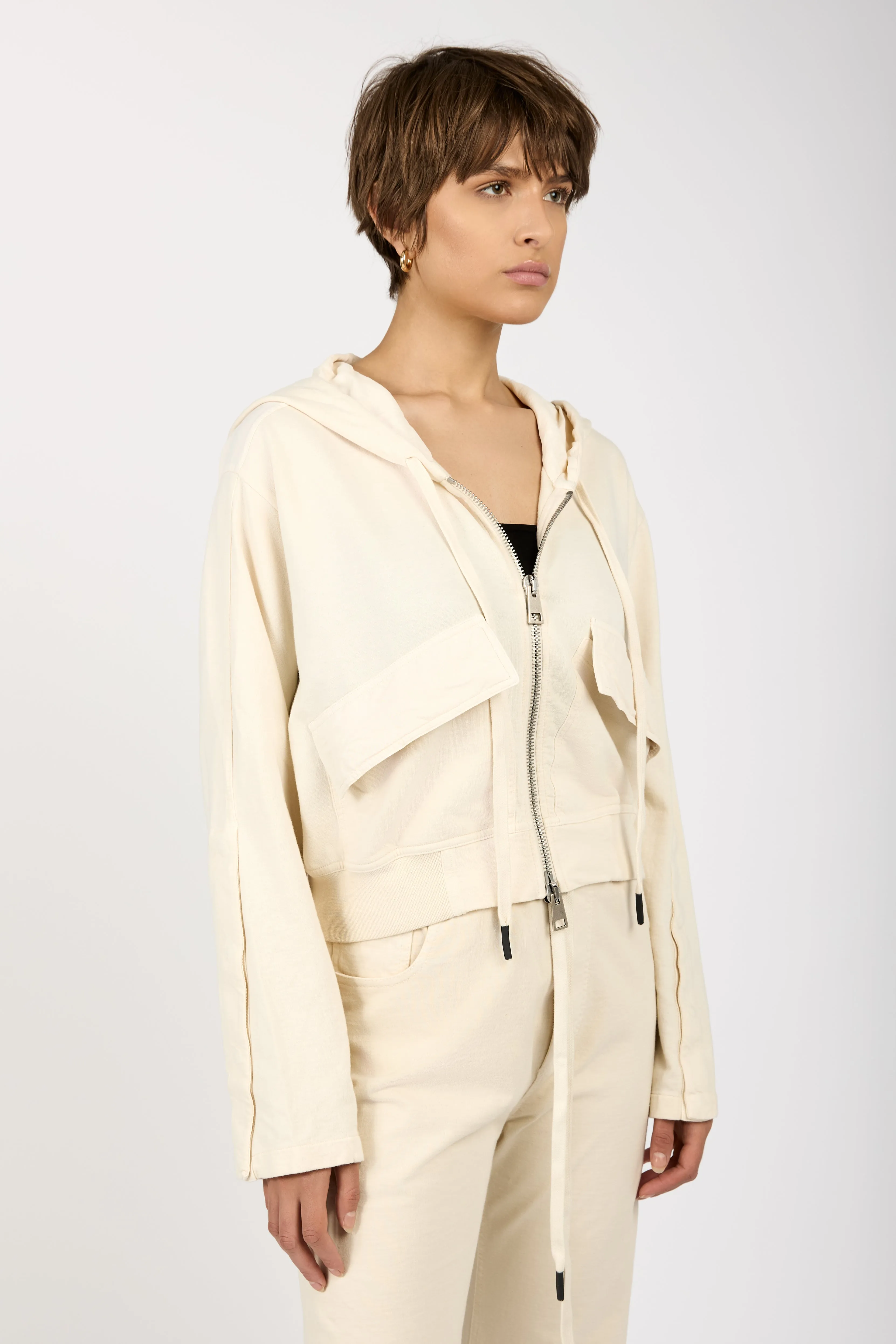 Hooded Zip-Up Jacket in Shell