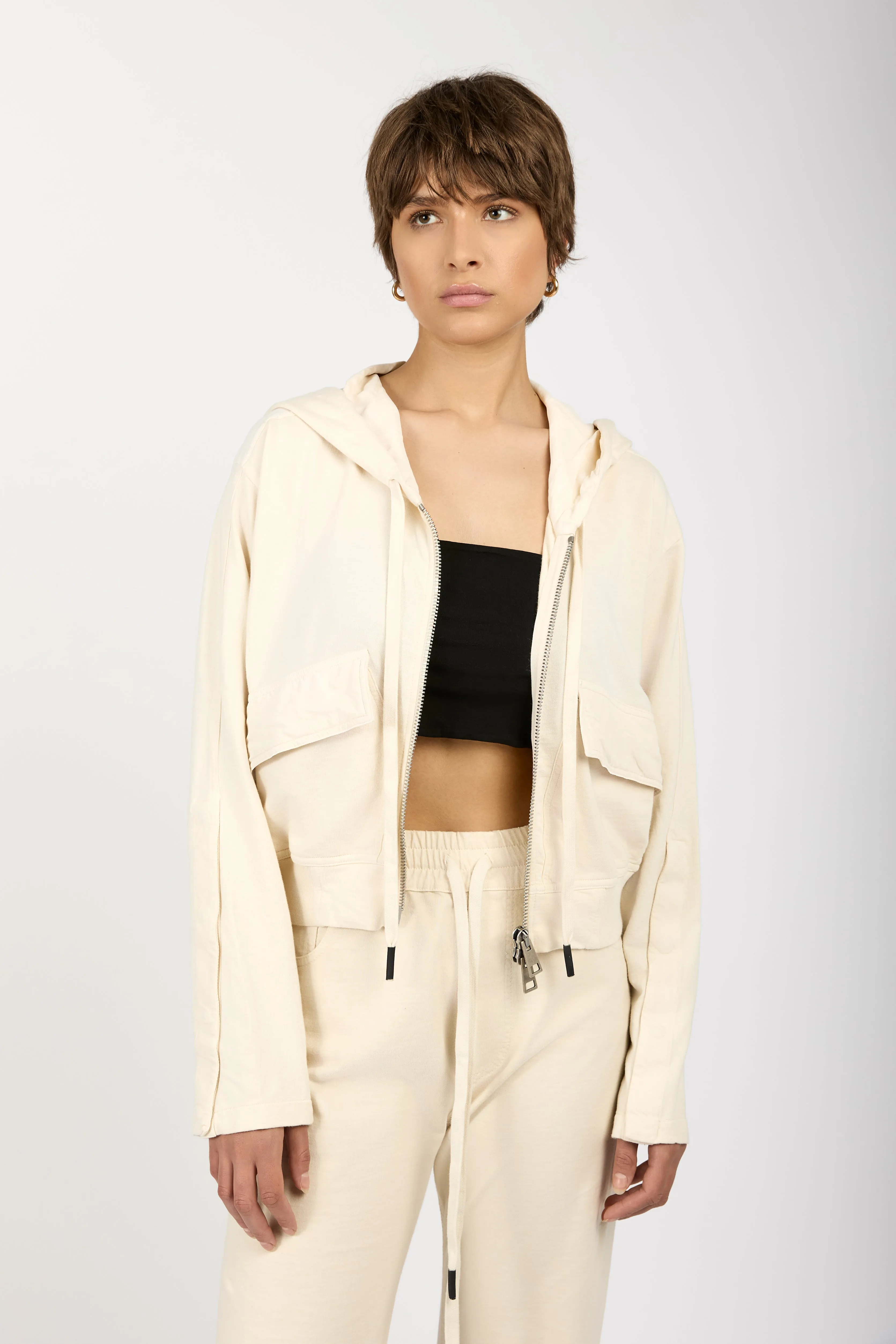 Hooded Zip-Up Jacket in Shell