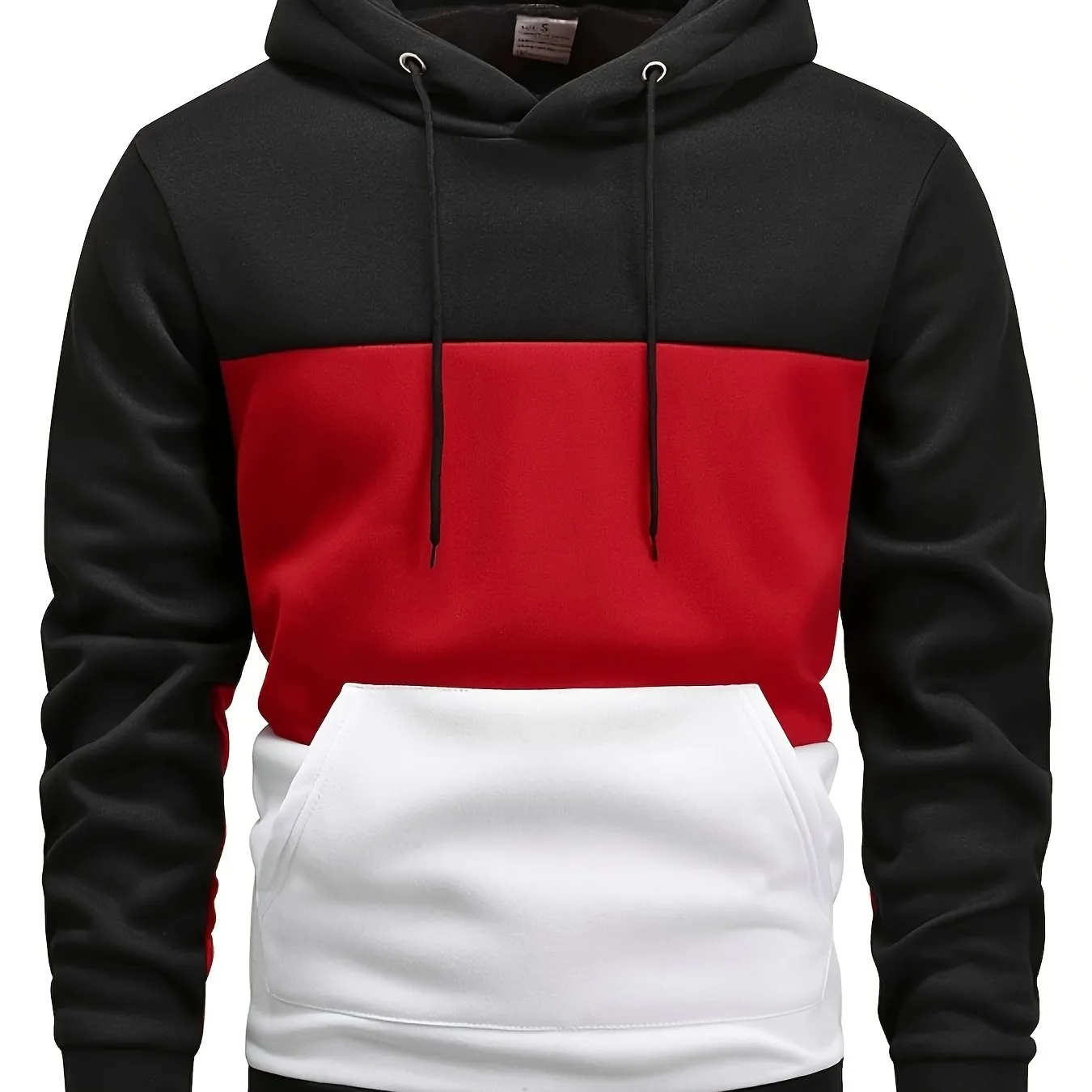 Ilooove Color Block Hoodie, Cool Hoodies For Men, Men's Casual Graphic Design Pullover Hooded Sweatshirt With Kangaroo Pocket Streetwear For Winter Fall, As Gifts