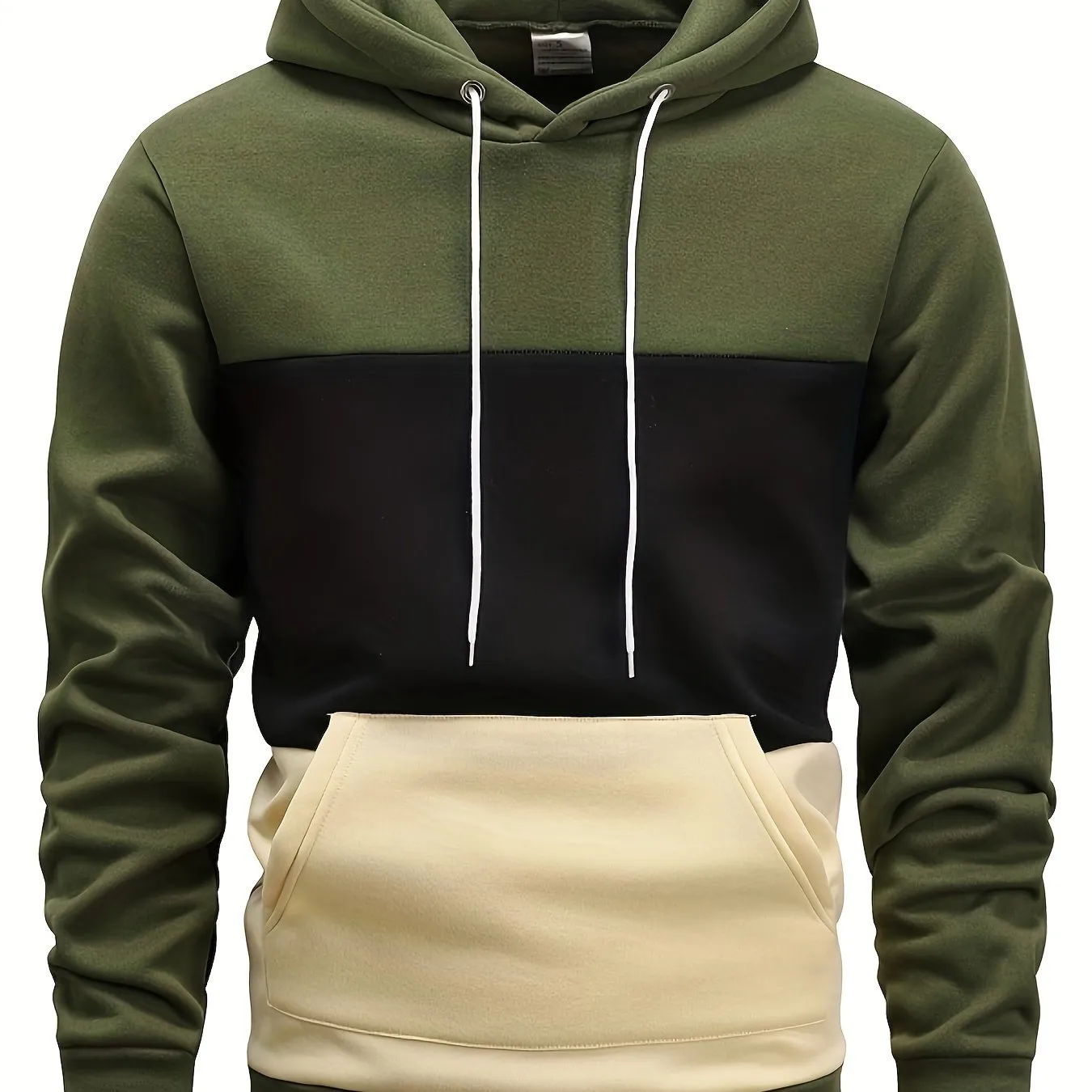 Ilooove Color Block Hoodie, Cool Hoodies For Men, Men's Casual Graphic Design Pullover Hooded Sweatshirt With Kangaroo Pocket Streetwear For Winter Fall, As Gifts