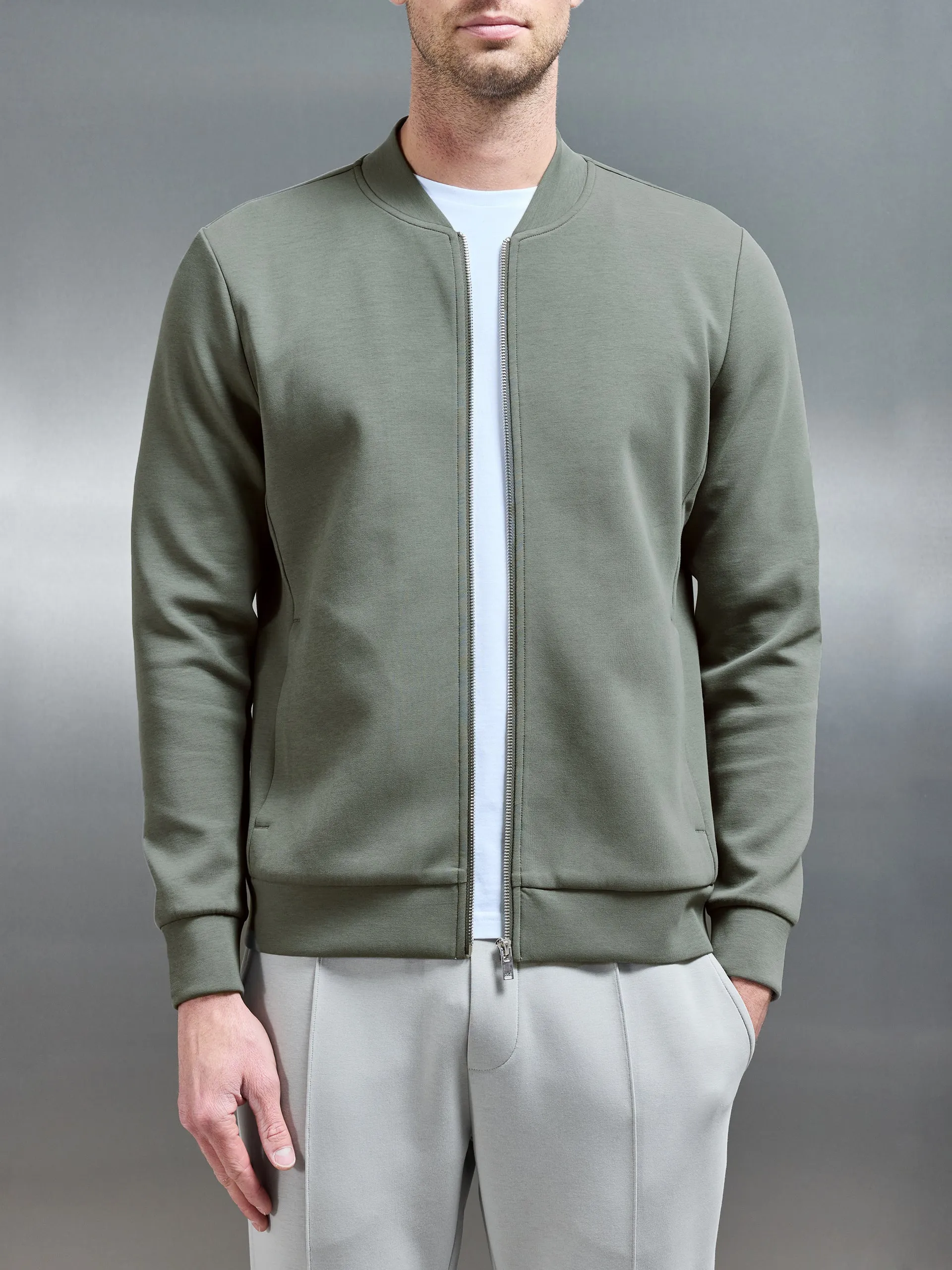 Interlock Jersey Bomber Jacket in Sage