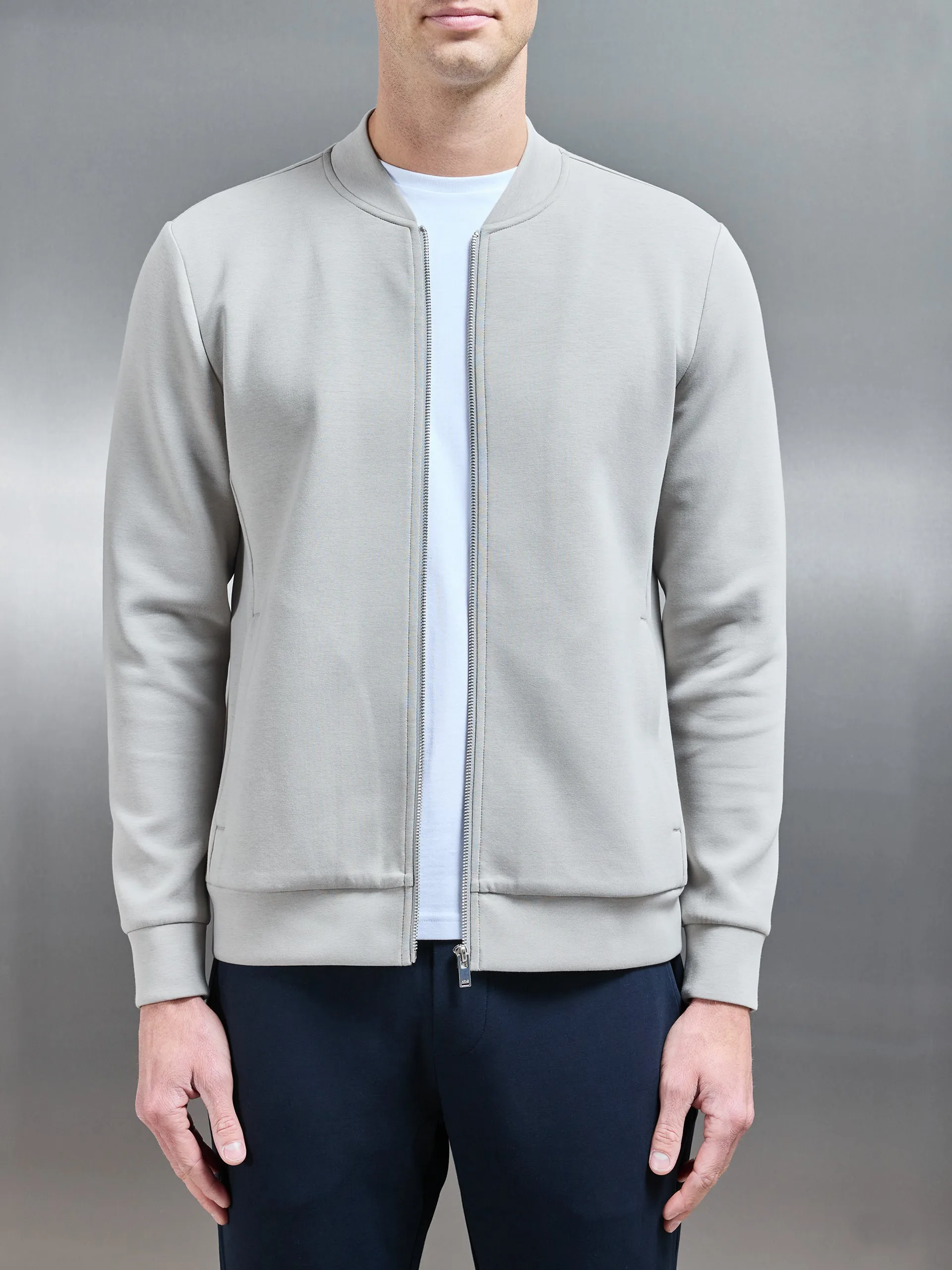 Interlock Jersey Bomber Jacket in Stone