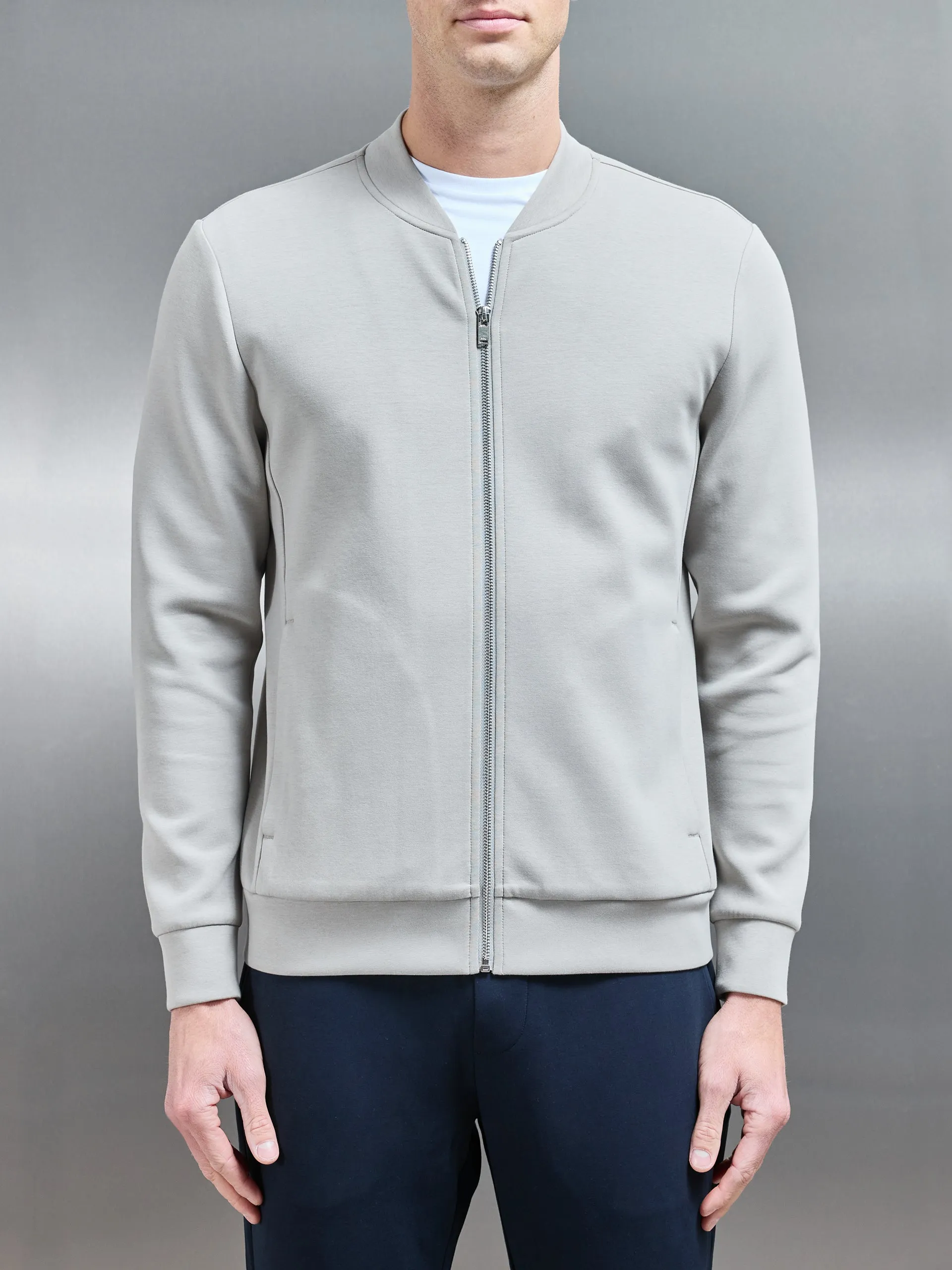 Interlock Jersey Bomber Jacket in Stone