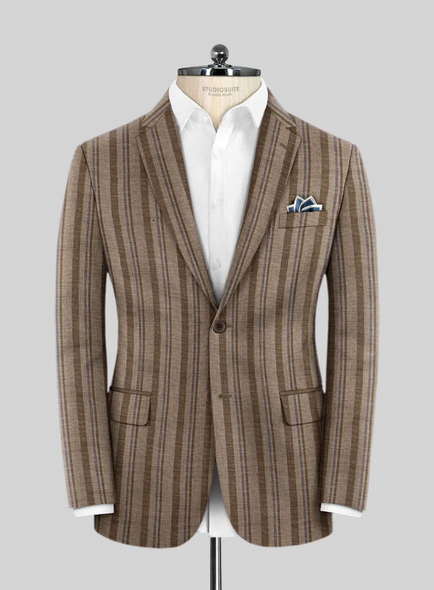 Italian Murano Omini Stripe Wool Linen Silk Jacket