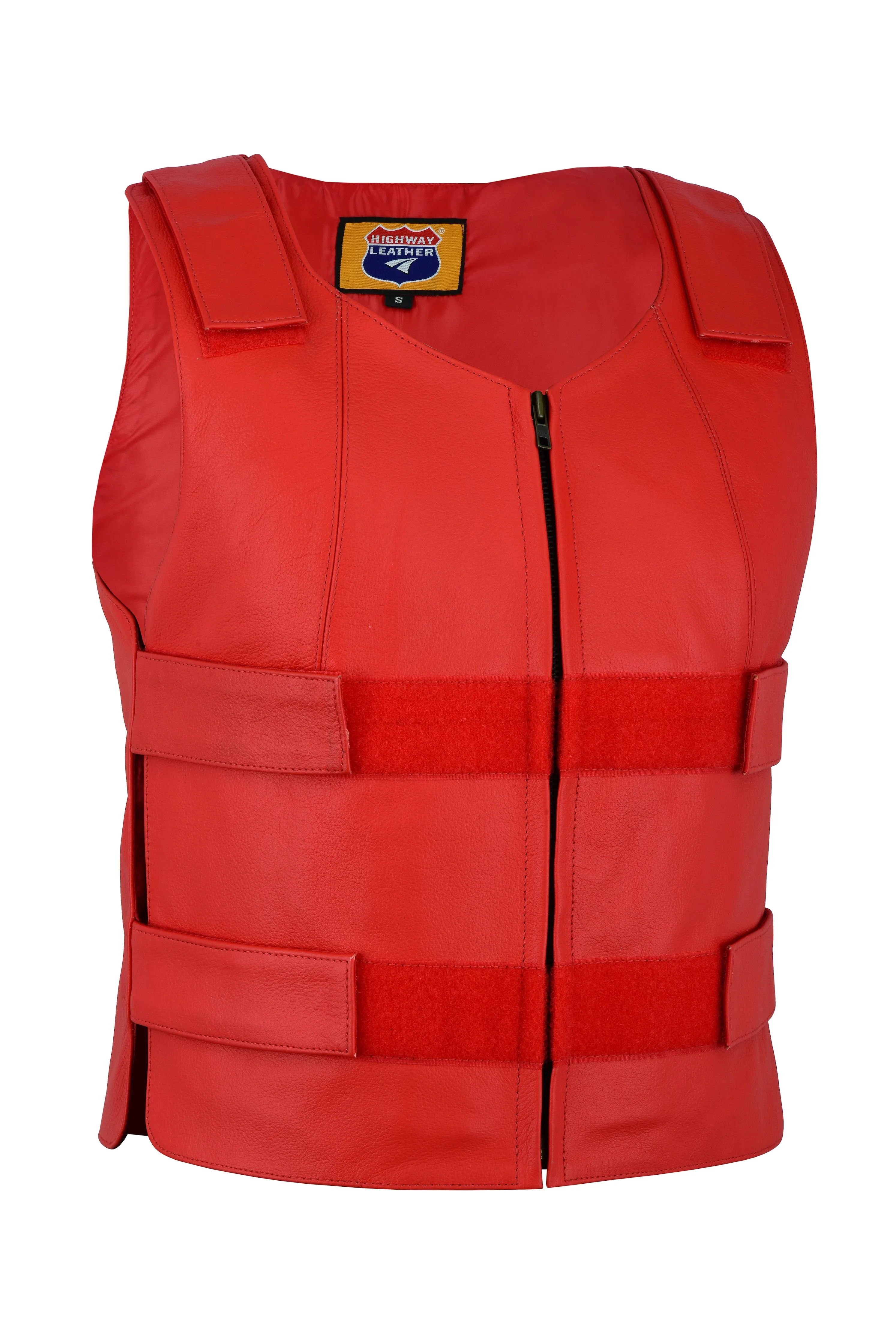 Ladies red bulletproof style leather vest - Police vest Shade