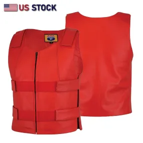 Ladies red bulletproof style leather vest - Police vest Shade