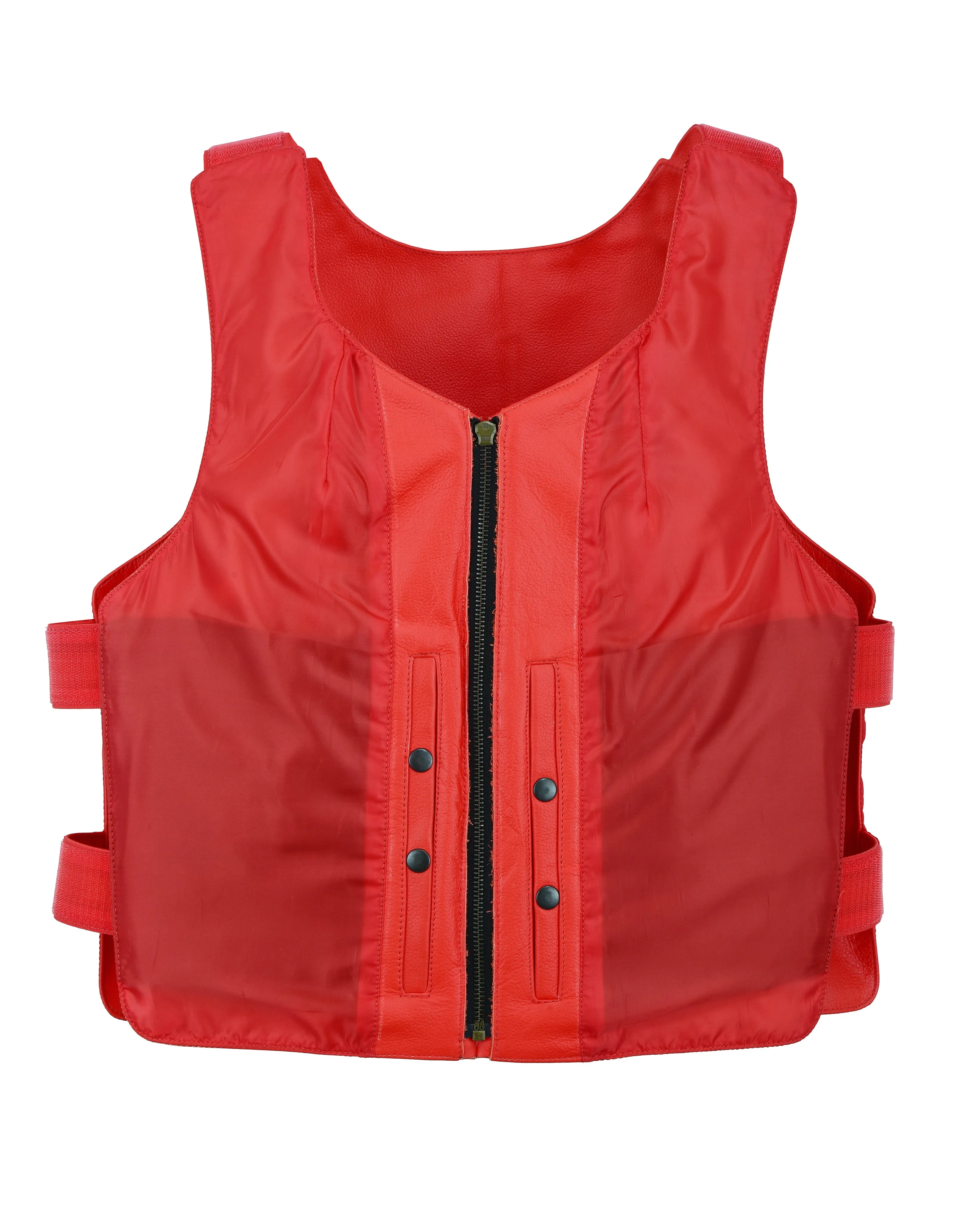 Ladies red bulletproof style leather vest - Police vest Shade