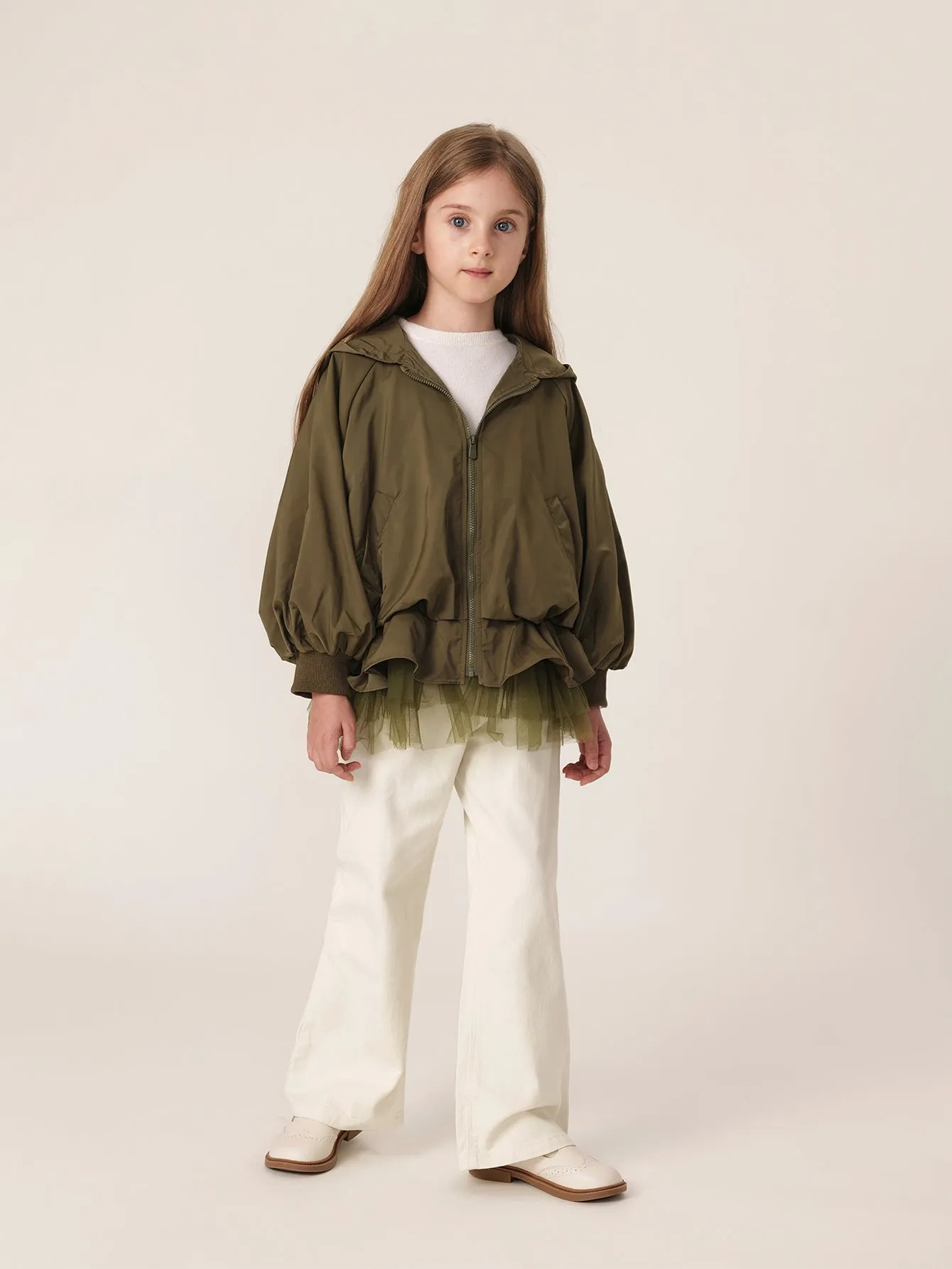 MARC & JANIE Girls Hooded Pleated Jacket 230168