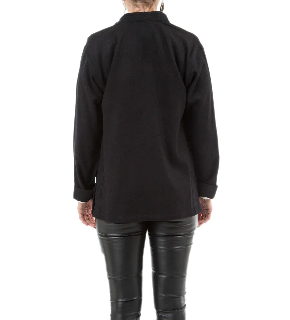 Minimalist Moroccan Jacket: Black