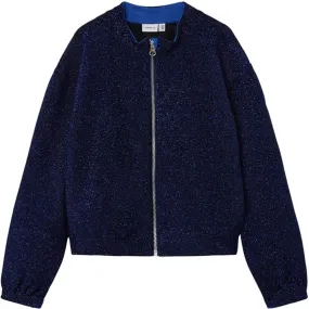 Name it Dazzling Blue Naglitter Heavy Jersey Bomber Jacket