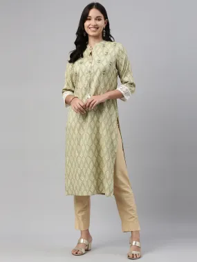 Neeru's Green Color Rayon Fabric Tunic