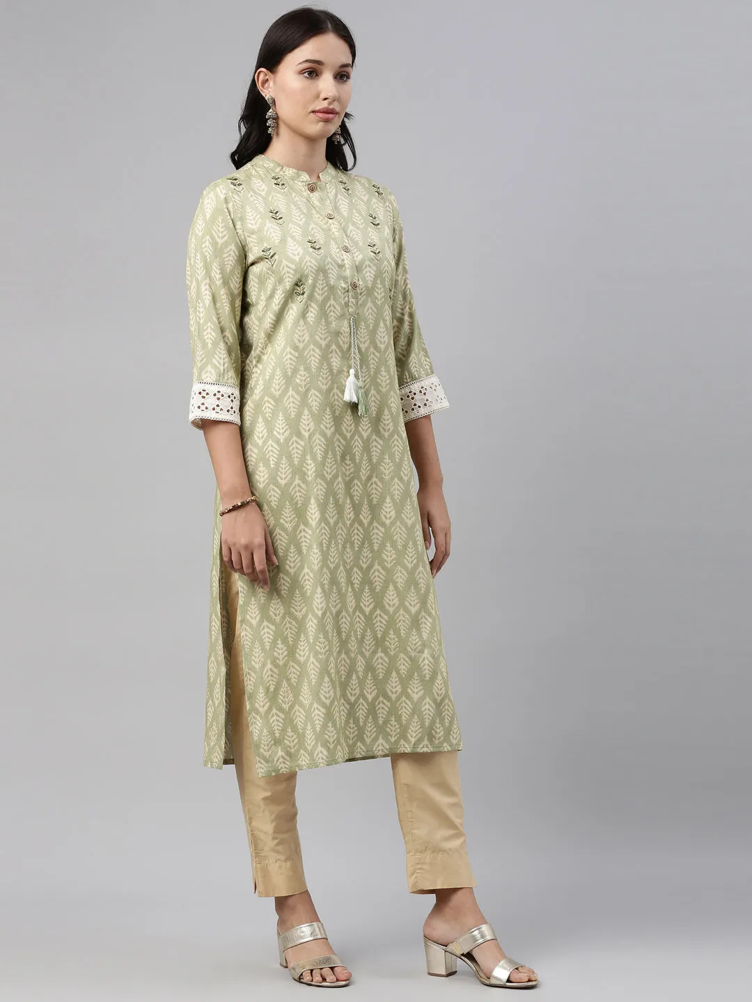 Neeru's Green Color Rayon Fabric Tunic