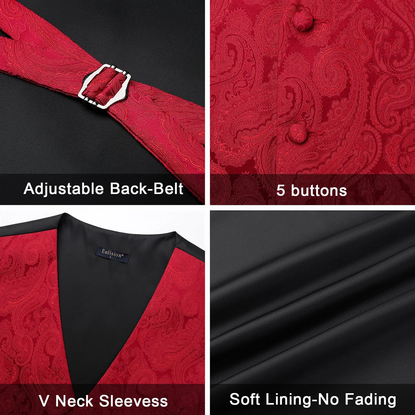 Paisley 4pc Suit Vest Set - RED 2