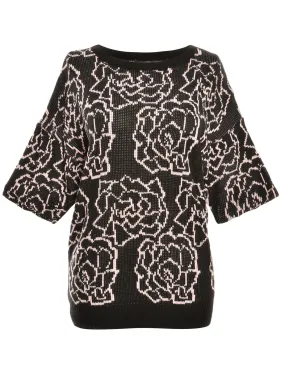 Patterned Black Jumper - M