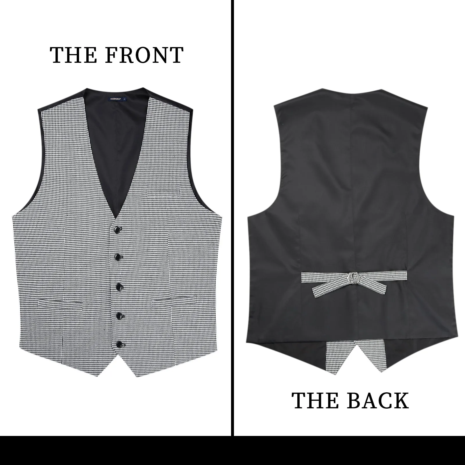 Plaid Slim Suit Vest - GREY-HOUNDSTOOTH