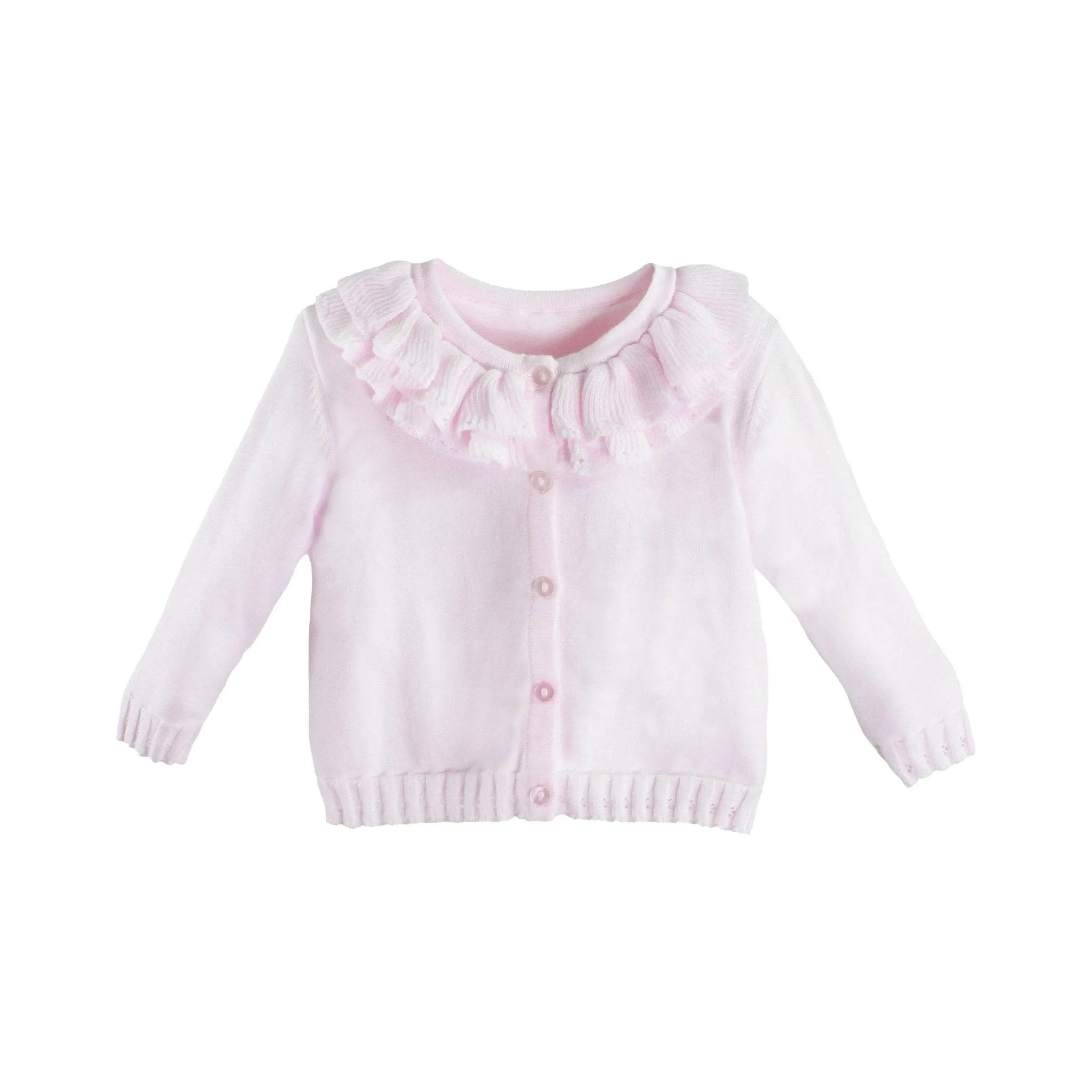 Pointelle Ruffle Collar Cardigan