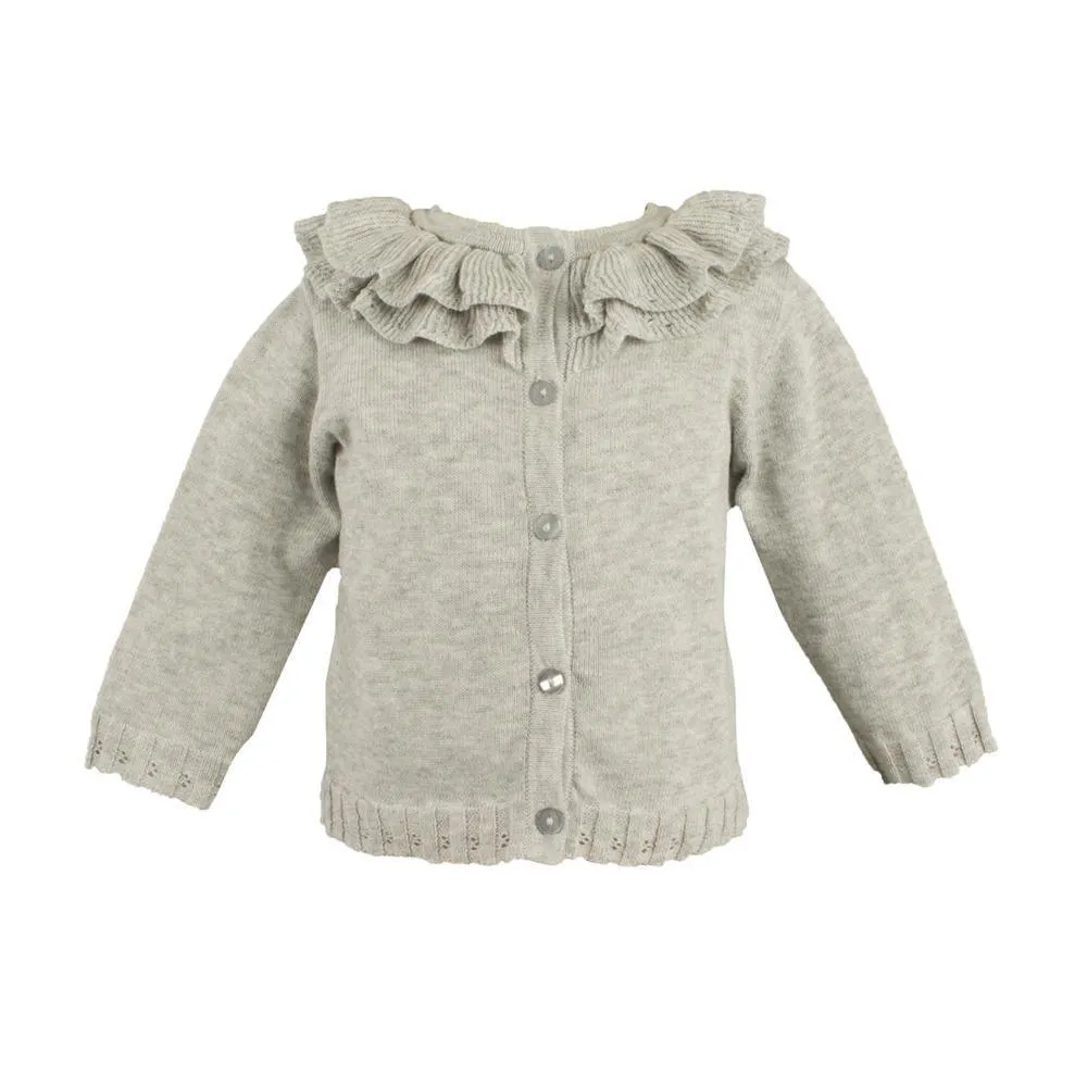 Pointelle Ruffle Collar Cardigan