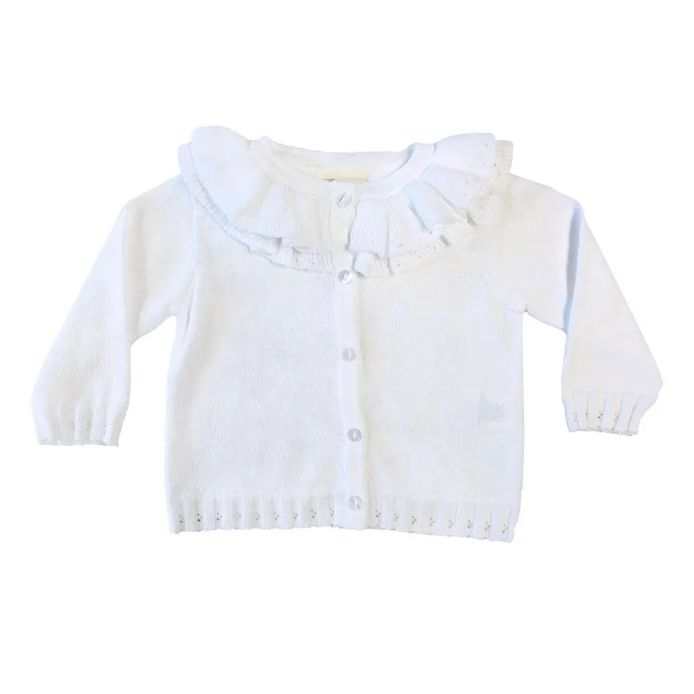 Pointelle Ruffle Collar Cardigan