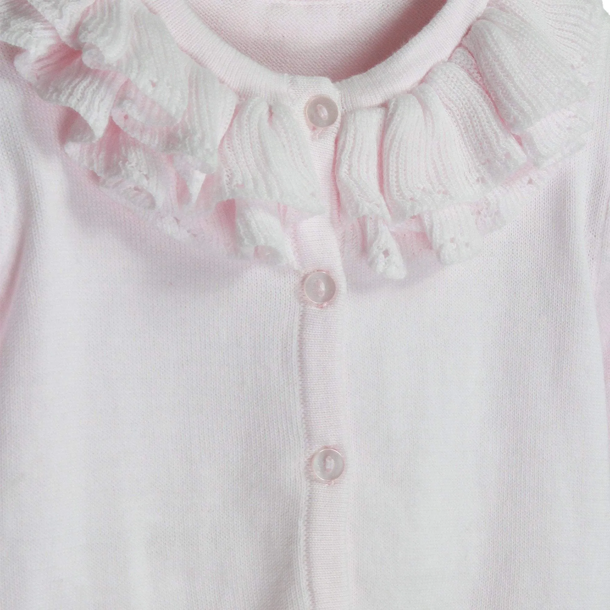 Pointelle Ruffle Collar Cardigan